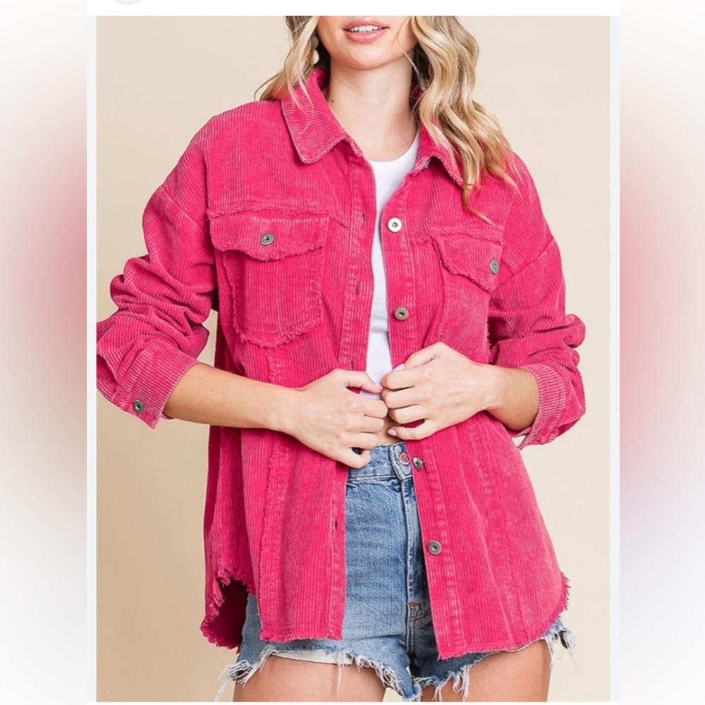 Boutique Pop of Color Corduroy Jacket